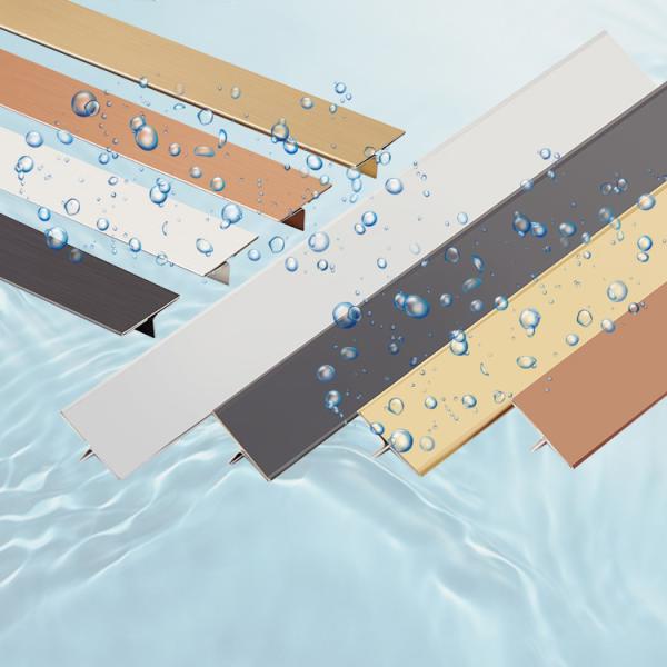 Colored Hairline Stainless Steel Backsplash Edge Trim T Channel 0.5mm 3mm SS 304