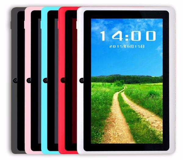 China Factory 5 Colors 8GB Q88 7 inch Tablet PC Allwinner A33 Quad-Core 512MB/8GB 1024x600 Dual Camera WIFI 2500mAh WIFI