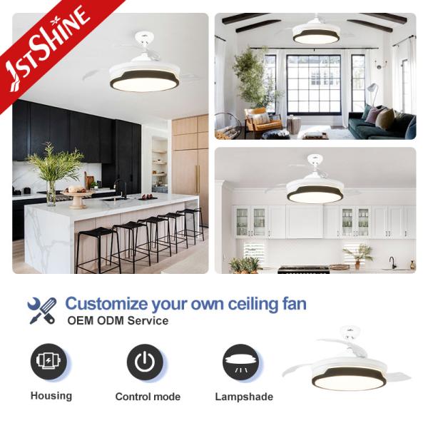 Modern Retractable DC 65W Smart Ceiling Fan Light Dimmable 6 Speed
