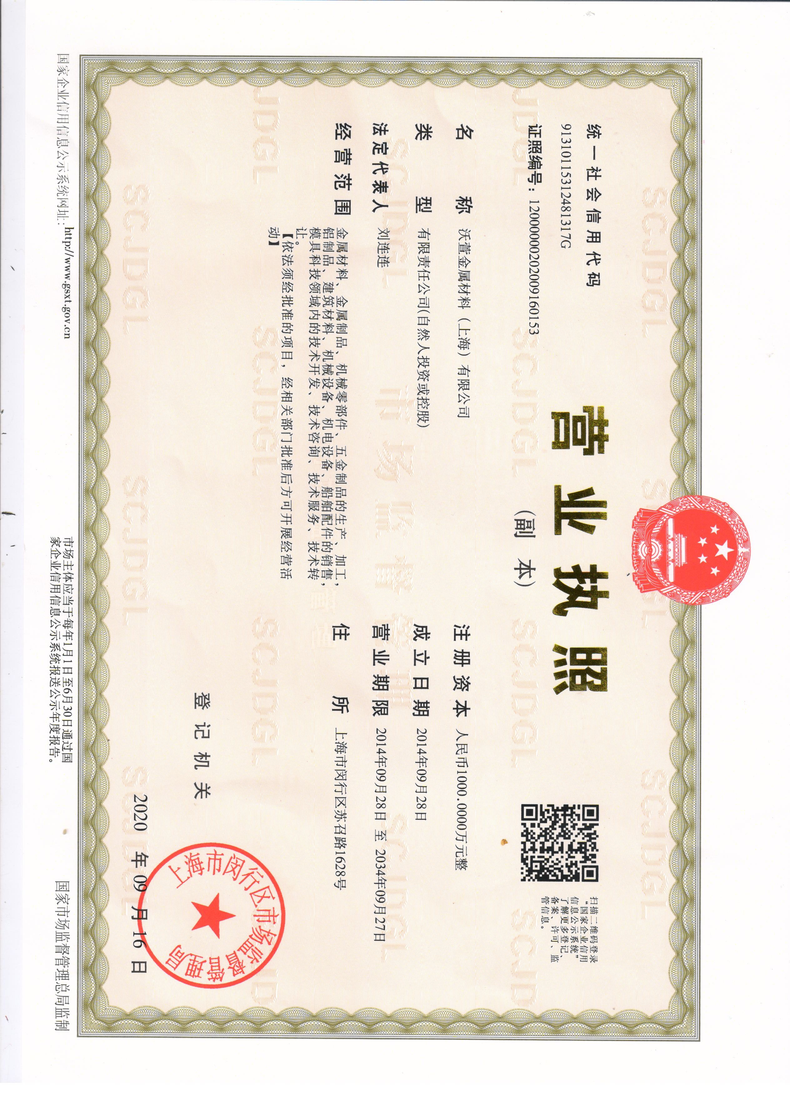 SHANGHAI COMMON METAL PRODUCTS CO., LTD Сертификации