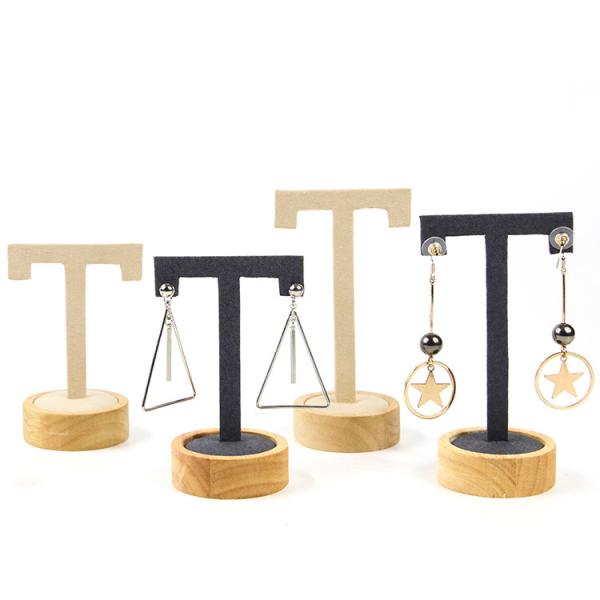 T Shaped Leather Cover Ear Drop Display Stand For Jewelry Luxury Exhibition Show