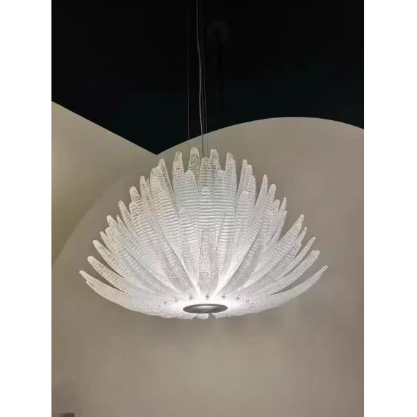 Luxury Post-Modern Light White Sand Handmade Glass Room Simple Atmosphere American Chandelier
