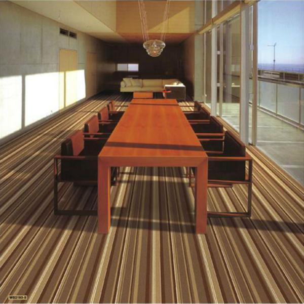 Brown Polypropylene PVC Commercial Flooring Shaggy Striped Cut Pile