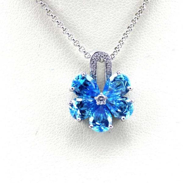 Women Jewelry  Purple Cubic Zircon Flower Pendant Necklace  (PSJ0223)