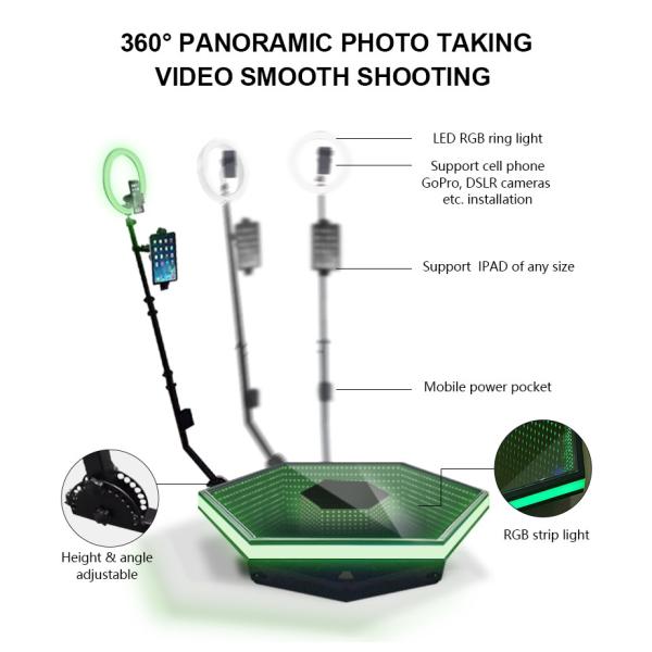 100cm Wireless RGB Automatic 360 Rotating Photo Booth Machine Selfie Video Photobooth