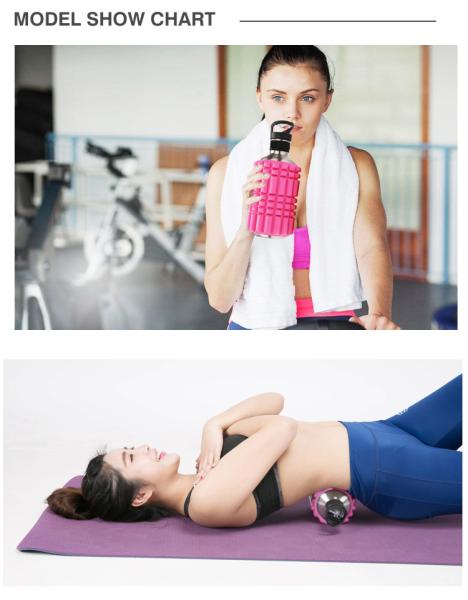 Fashion Multi-function drinking sports water roller bottle foam roller water bottle