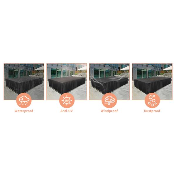 Outdoor Waterproof Patio Furniture Covers,420D Oxford Polyester Black Rectangular Sectional Furniture Set Covers