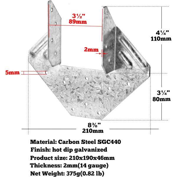 Galvanized Joist Hangers for 4x4 4x6 Truss to Rafter Connection for Timber Connectors