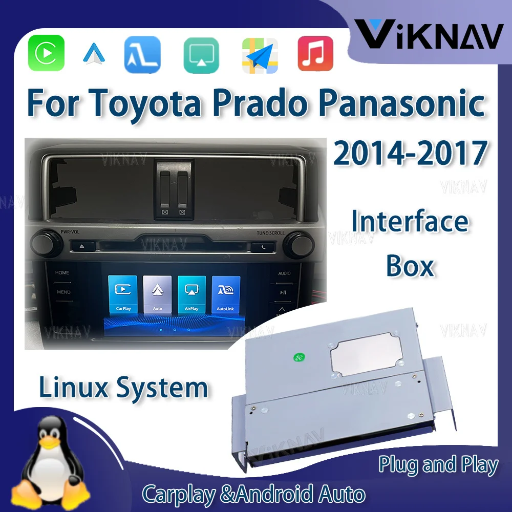 Viknav Linux System OEM Car For Toyota Prado Panasonic 2014-2017 Улучшение декодера Коробка мультимедийная беспроводная