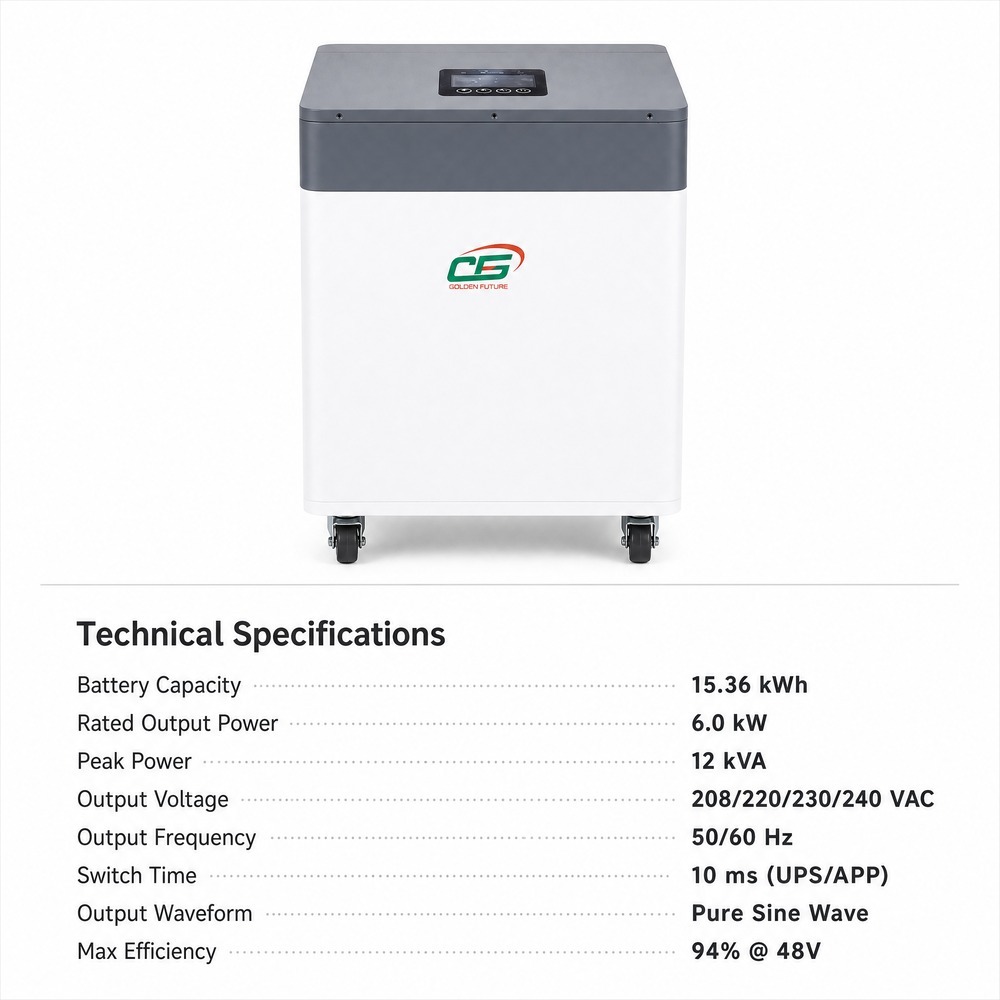 Wholesale 6kW 51.2V 300Ah LiFePO4 All-in-One Hybrid Solar Inverter with Energy Storage Battery for Home Backup Power