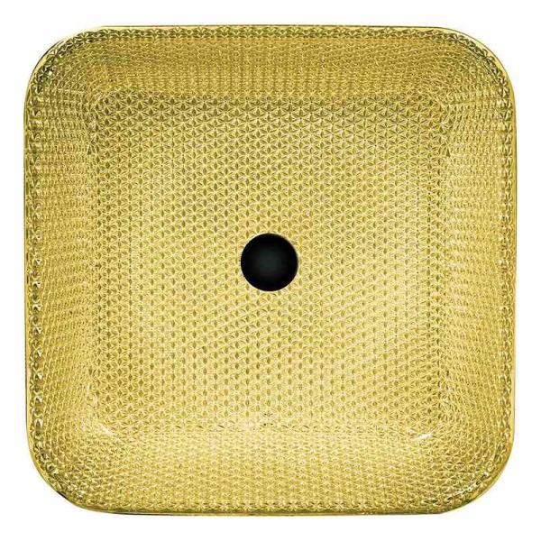 Chromed Countertop Vanity Sinks Square Glass Vessel Crystal Luxury Gold Color