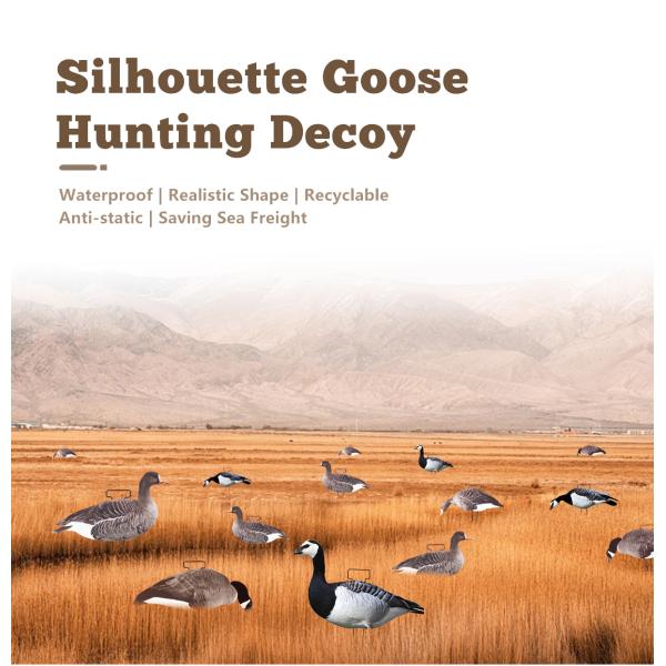 Waterproof Lifelike Silhouette Geese Decoy 1200g With Matte Black Coated Stake