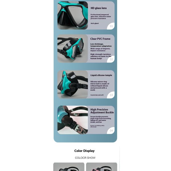 Deep diving face mask for adult cross-border swimming, anti-fog diving glasses, fully dry surfing, custom-made ODM by the manufacturer, silicone diving mask