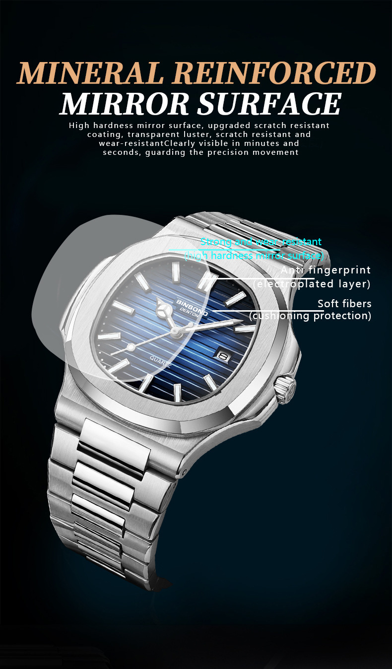 Men's Octagonal Stainless Steel Quartz Watch – Classic Business Dress Watch