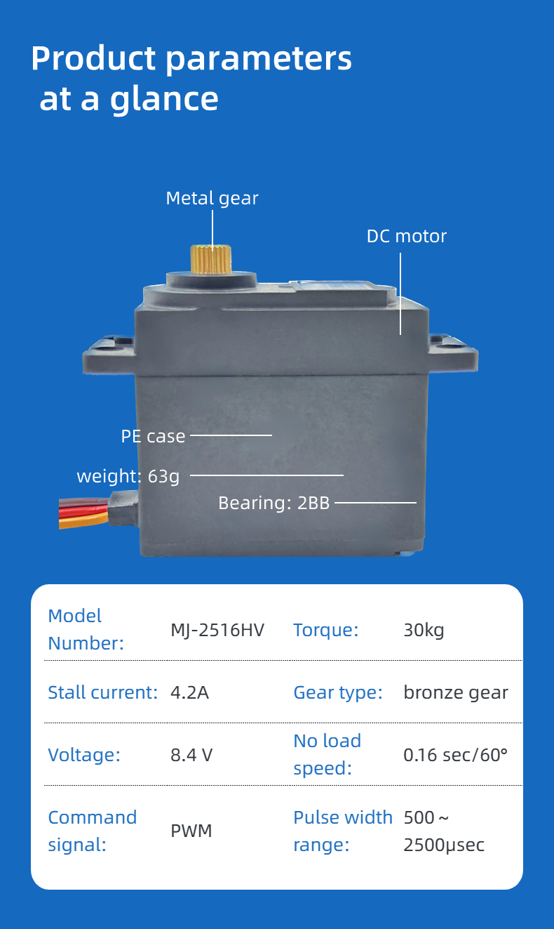 Good Price Servo Mj-2516hv 8.4v 30kg-Cm Hight Voltage Metal Gear Digital For Rc Airplane Helicopter Car Boat