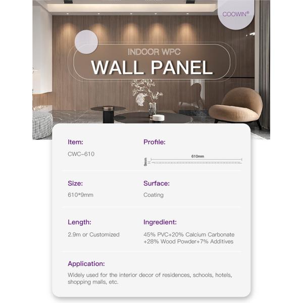 Древесина 610*9mm FSC CE планок внутренней стены ODM OEM легкая очищая