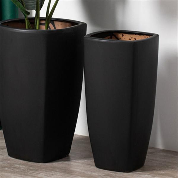 Modern nordic home hotel decoration tall black ceramic indoor floor flower plant pots set for sale