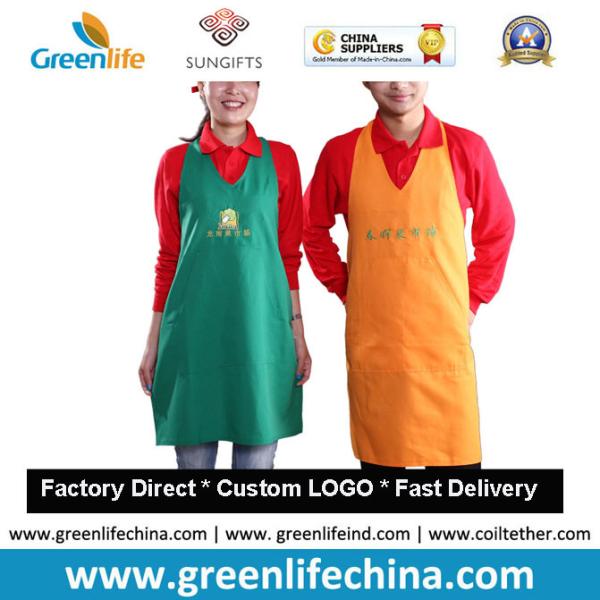 High quality promotional custom cotton can waist embroidery aprons cheap for advertising