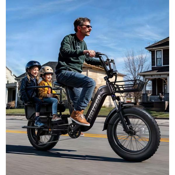 Utility Fat Tire Electric Cargo Bike with Rear Rack Long Range Ebike for Delivery and Family Use 250W