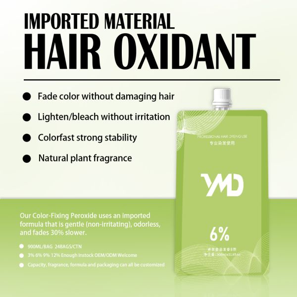 YMD Premium Quality OEM Hair Oxidant Cream Raw Material 3% 6% 9% 12% Permanent Hair Color  Developer