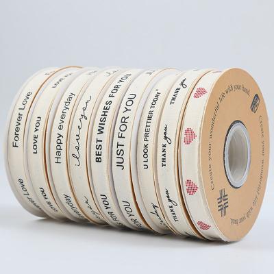 13mm Logotipo por atacado fita de algodão estilo literário embalagem de flores caixa de presente decoração fita bolo buquê