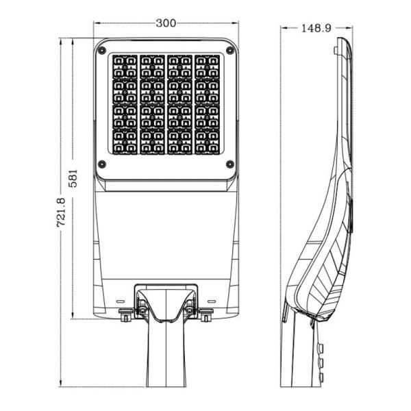 150W Outdoor Intelligent LED Street Light IP66 IK08 10KV 20KV Surge Protection Device