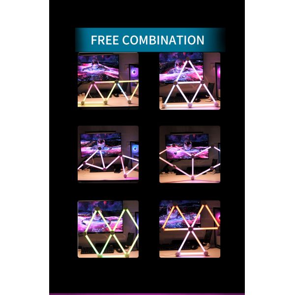 110-240V RGB Smart Splicing Glide Wall Lighting Music Sync Bar LED Light 9 Segment for Gaming Streaming Smart Home Decor