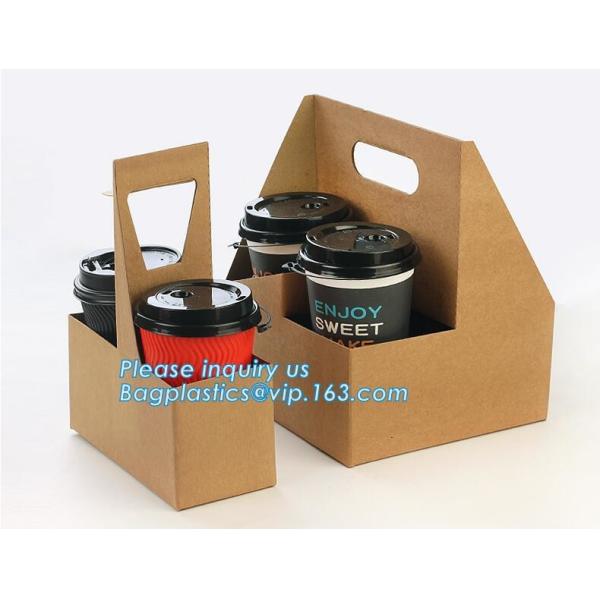 Eco Friendly Disposable Kraft Paper Take Out 2 Pack Coffee Cup Drink Carriers 2 Pack Paper Cup Holders bagease package