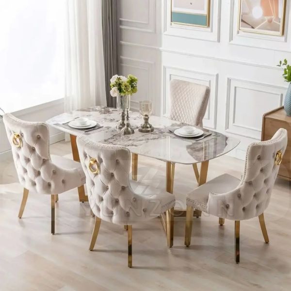 Customized Modern Restaurant Chairs Stainless Steel Frame and Velvet Fabric for Dining Kitchen Hall or Villa Use
