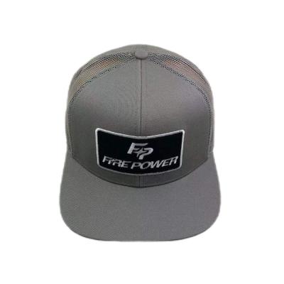 6 Panel Flat Peak Adjustable Mesh Trucker Hat With Snapback Closure