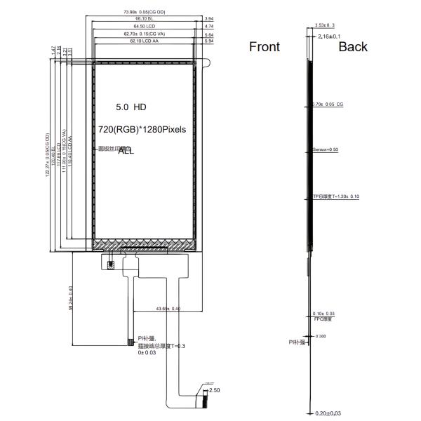 5 дюймовый TFT дисплей Производитель, портретный тип 5 дюймовый PCAP TFT дисплей