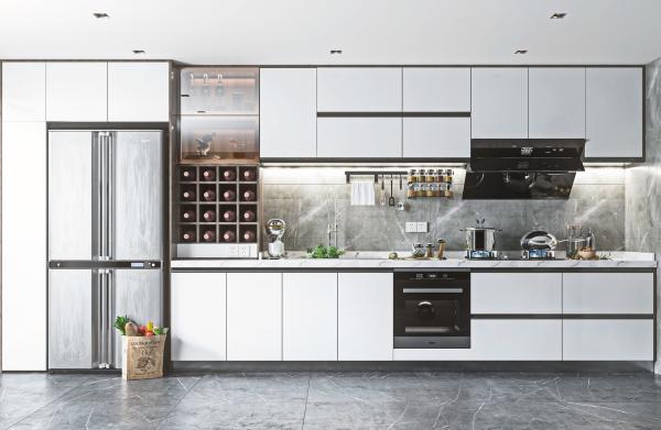 Modern Wood Grain Stone Surface Melamine Customized MDF Kitchen Cabinetry