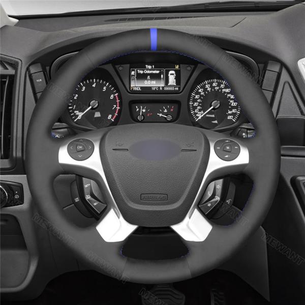 Hand Stitching Full Black Suede Custom Steering Wheel Cover for Ford Transit Connect Tourneo Custom Grand Tourneo Connect