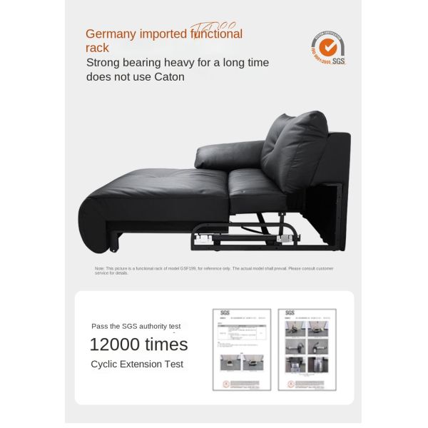 Modern Genuine Leather Straight Sofa Bed Multi-Functional Extendable Recliner Sectional Electric Living Room Villa