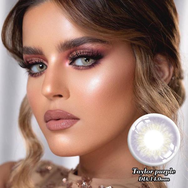 Prescription Circle 14mm Contact Lens Taylor Green Grey Brown Purple