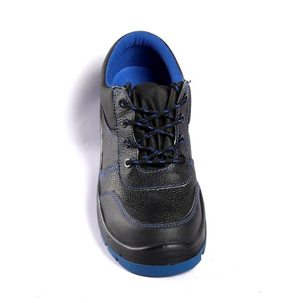 Черная рельефная коровая кожа Обувь из стального пальца Шнурки закрытие Безопасность Обувь безопасности