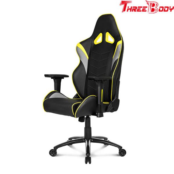 Black And Yellow Gaming Chair , Adjustable Computer Gaming Desk Chair