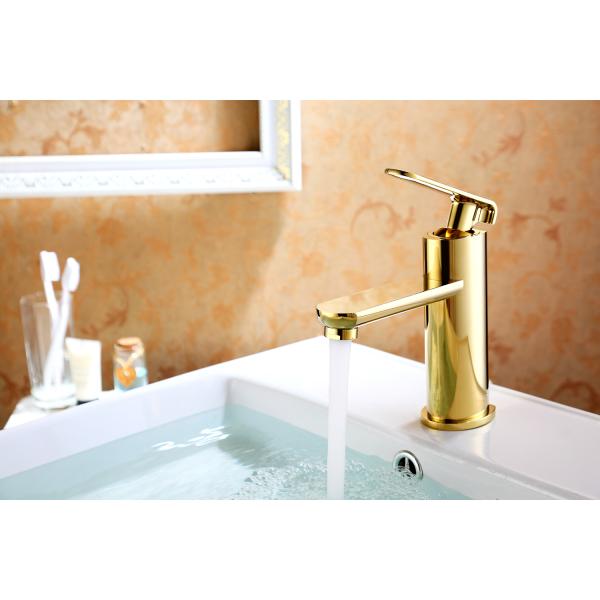 Wall Mounted Bathroom Brushed Gold Brass Basin Mixer with Rotatable Sprayer Water Tap