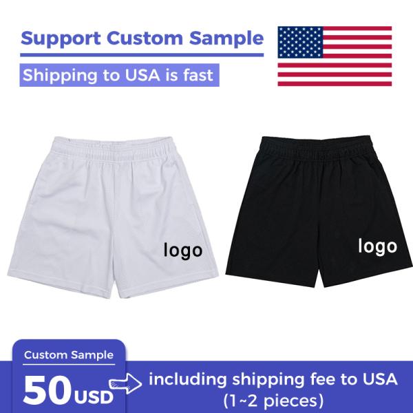 Men Cotton Shorts Custom Logo Casual Gym Sport Mesh Basketball Short