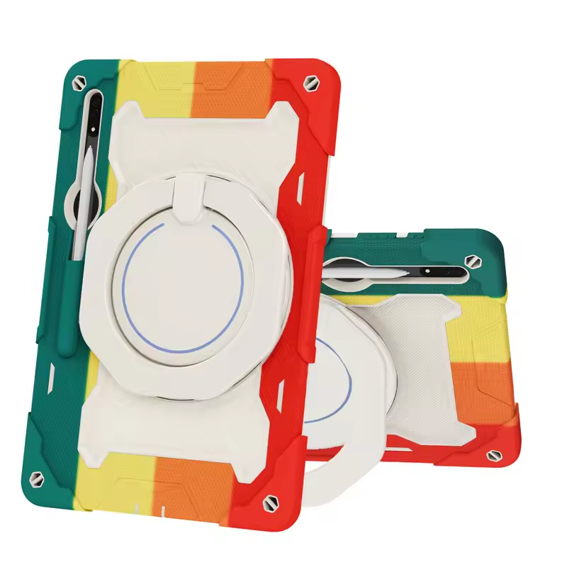 Kids Tablet Case for for Tab S8 Ultra / OPPO Pad Rotating Stand Wrist Strap Cover Non-Toxic Lightweight Multi Colors
