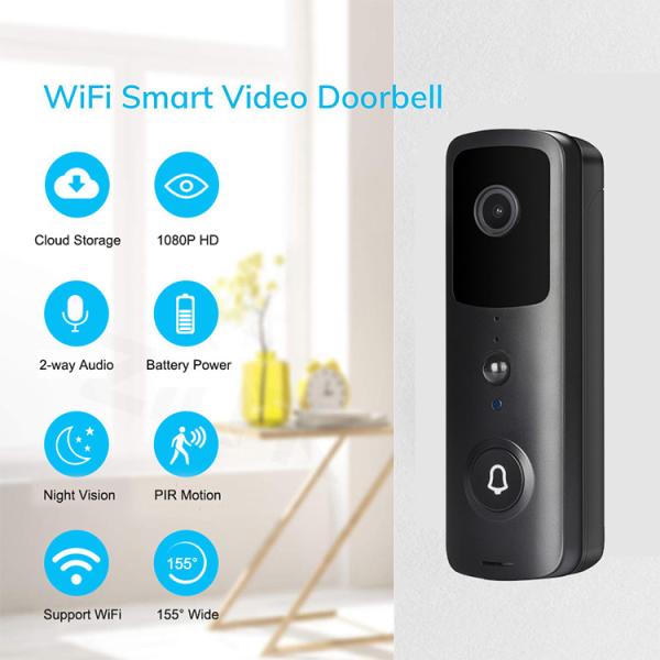 Камера 1080P дверного звонока WiFi 2 путей аудио видео- с детектором движения перезвона