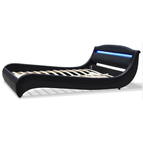 СИД ROSH обило машинную плиту короля Размера Низк Современн Деревянн Faux черноты переклейки кровати кожаную