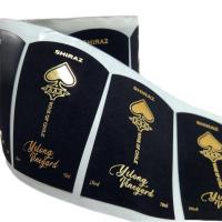 Autocollant personnalisé d'impression de velours texturé à tache soulevée UV Copper Gold Foil 3D en relief Étiquette autocollant de vin rouge pour bouteilles