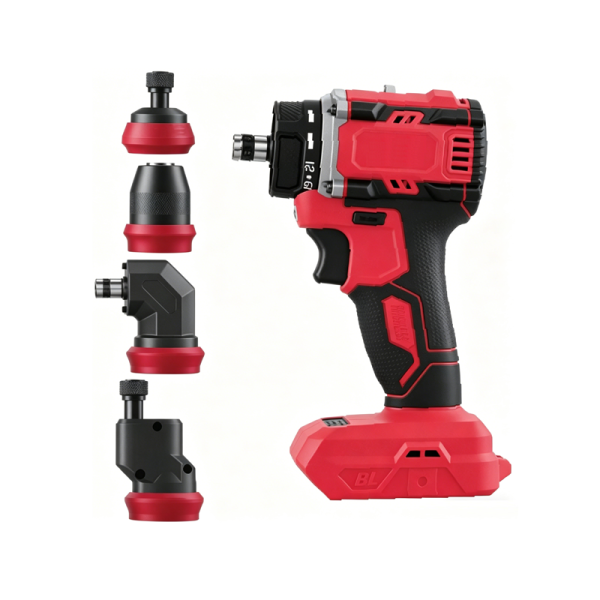 21V Lithium Brushless Cordless Drill Professional High Torque Electric Drill Tool Set with 4 Adapters and Variable Speed