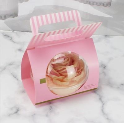 Paper Card Carry Plastic Poke Bowl for Poke Salad Cake Dessert Dimension 13.5* 5.3 6.5 cm