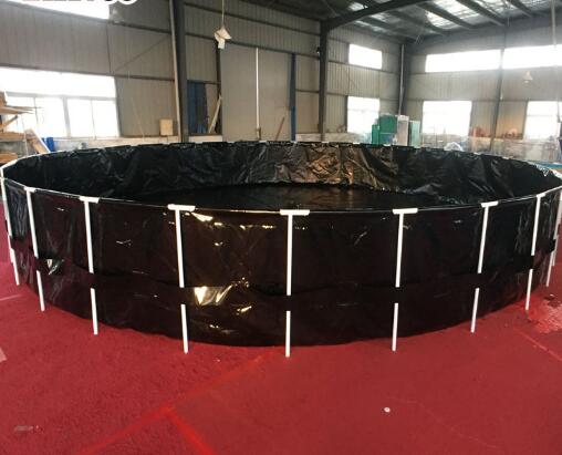 Black 6000 Gallon Fish Tank , Ornamental Fish Breeding With Steel Frame Collapsible Fish Tank