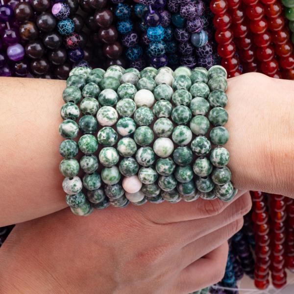 Blue Spotted Round Bead Natural Crystal Gemstone Loose Bead Strands for DIY Jewelry Making