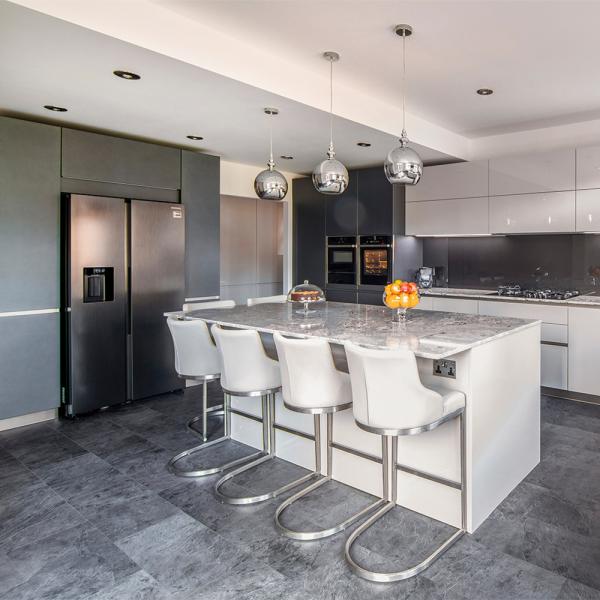 Light Gray And Matte Black Lacquer Kitchen Cabinet Islands Cabinetry Environmentally Friendly