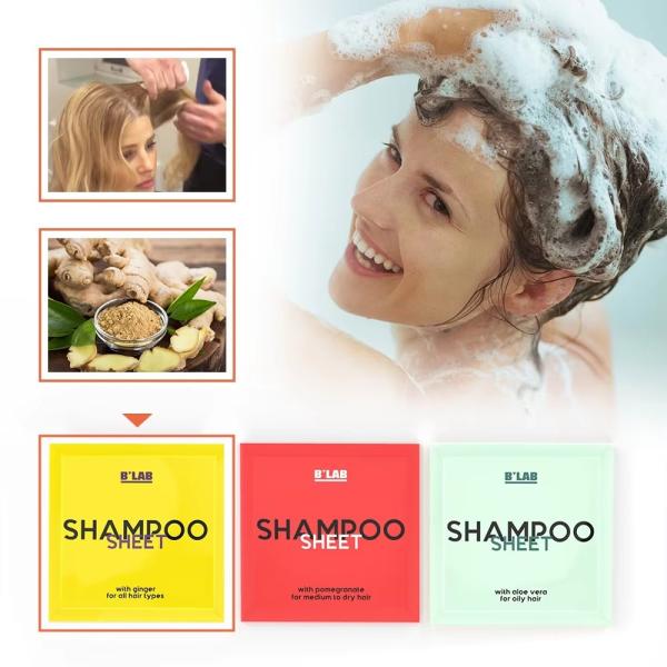 Hojas de champú de limpieza profunda Hojas de acondicionador de cabello biodegradable