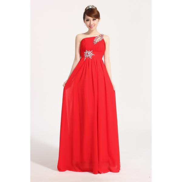 Chiffon Long Pink Bridesmaid Dress Double Shoulder Straps Beading Sash Toast Dress